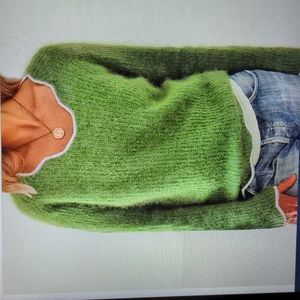 Olive Green White Trim Sweater